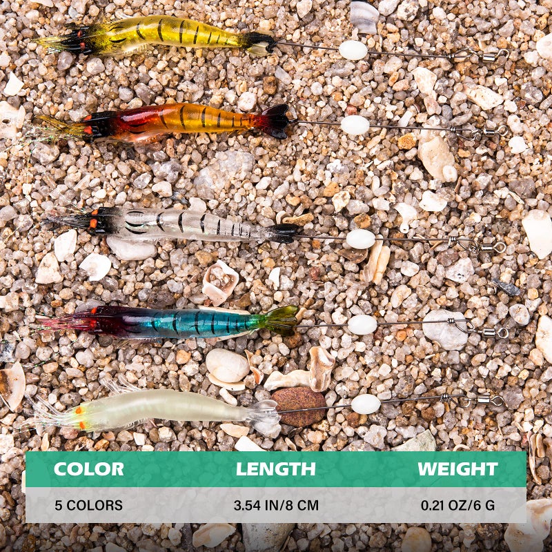 Goture Soft Lures Shrimp Bait Set Kit Lots for Freshwater Trout Bass Salmon 15pcs - Image 5